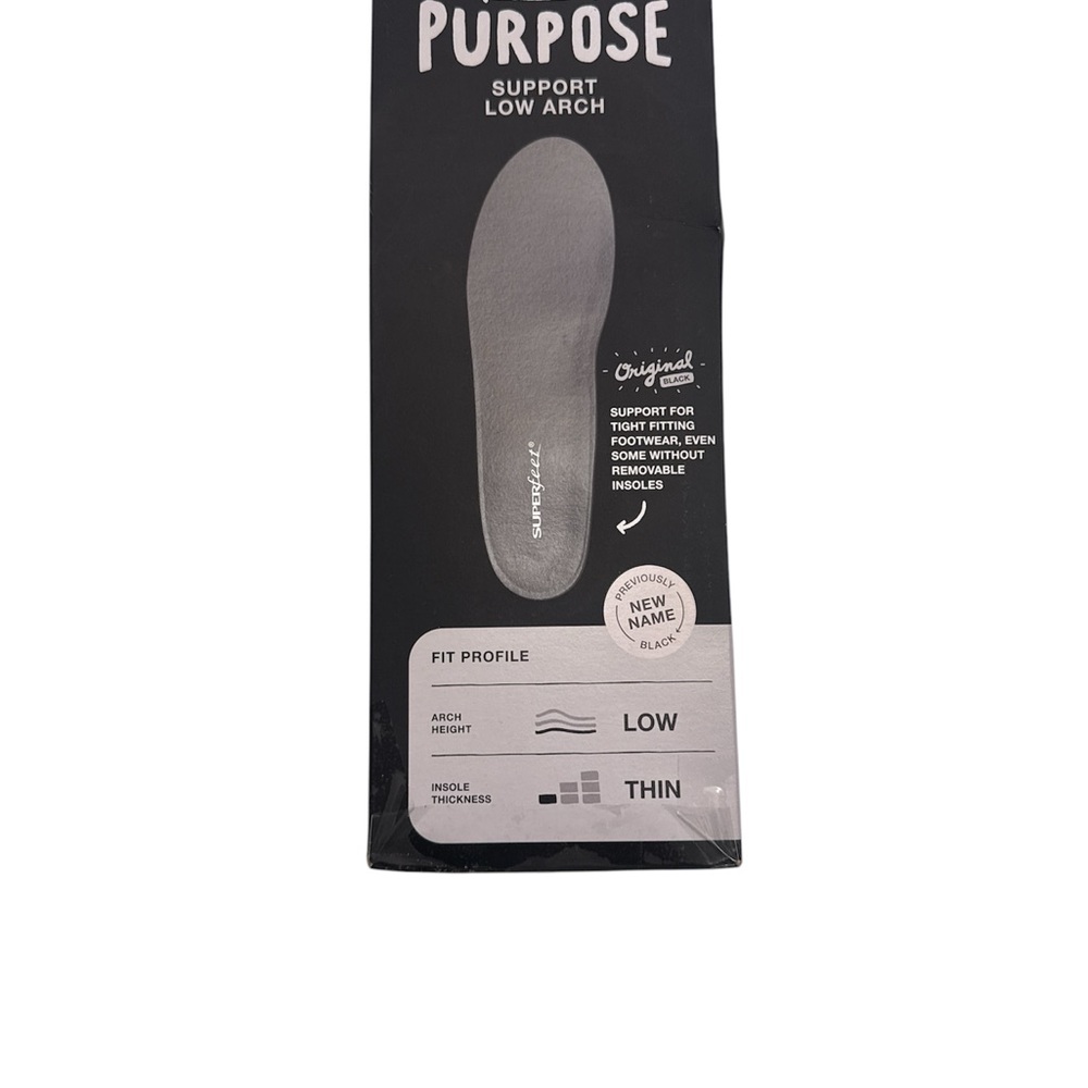 Purpose Low Arch Support Insoles - Gray